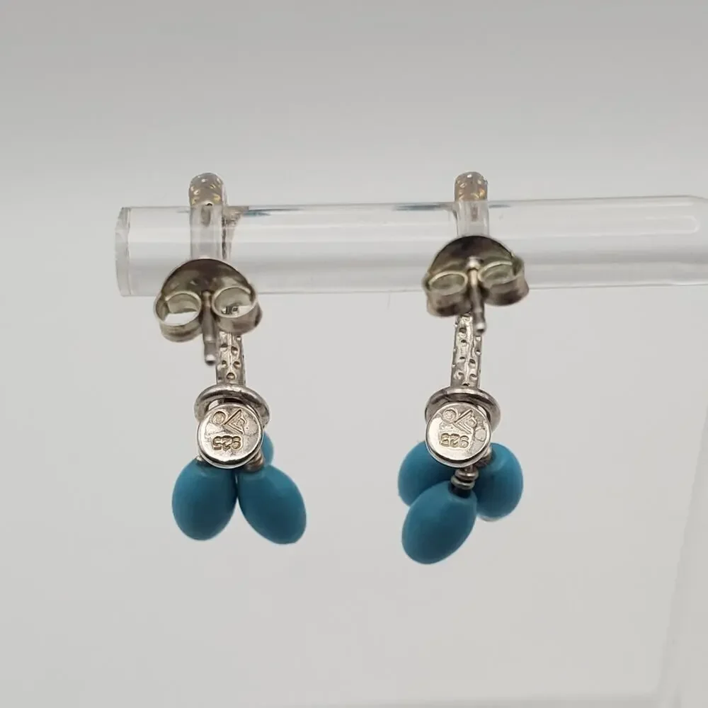 Silpada 925 Sterling Silver Earrings 1/2 Hoops Removable Turquoise Dangles